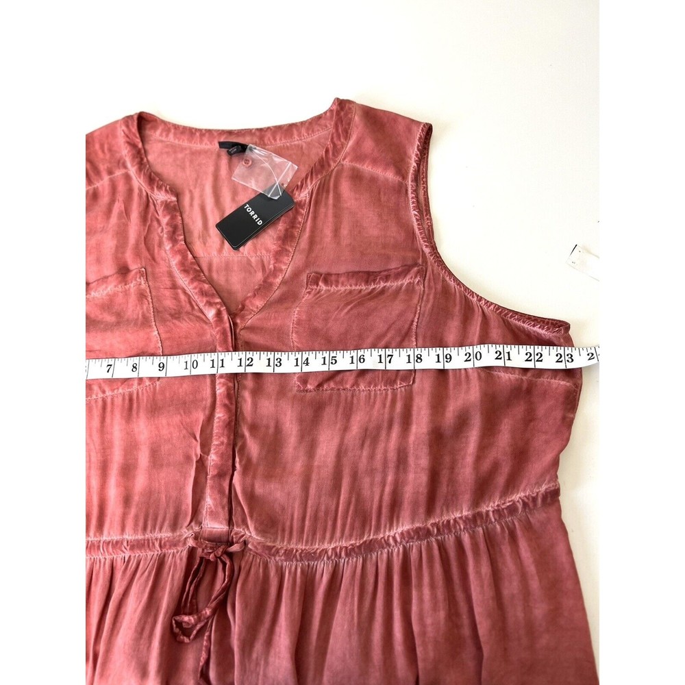 Torrid NWT Emma Rust Babydoll Sleeveless Drawstring Tunic Top Womens sz 12 - Picture 3 of 7